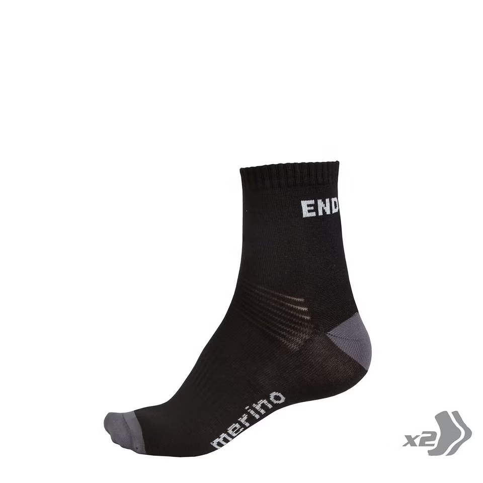 Endura BaaBaa Merino Socken (Doppelpack) für Herren - Schwarz L/XL