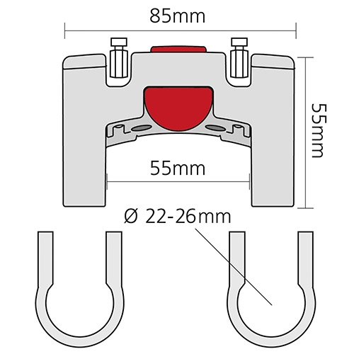 KlickFix Lenkeradapter für Taschen​/​Körbe – ø 22​-​26mm