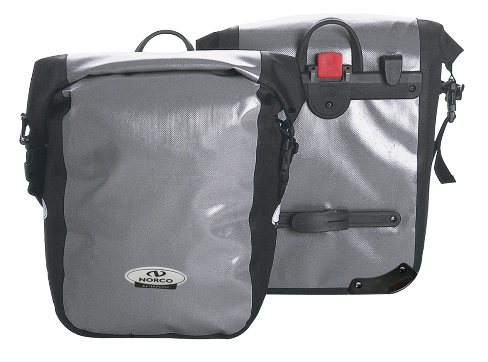 Norco Gepäckträgertaschen Columbia grau 2x15L – mit Rollverschluss ​/ 34 x 32 x 15cm