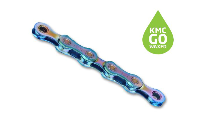 KMC Kette X11 1​/​2″ x 11​/​128″ Aurora Blue – 118 Glieder WAXED