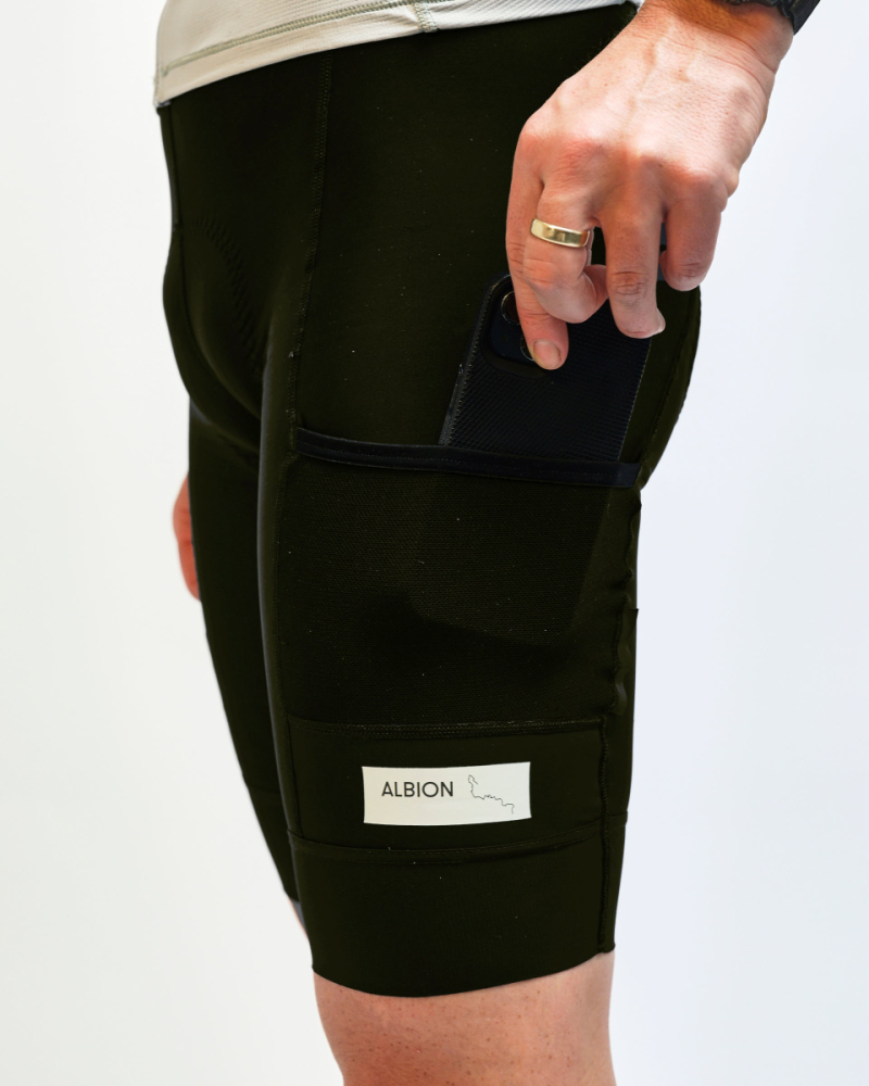 Albion Cycling men's abr1 pocket bib shorts (rosin)