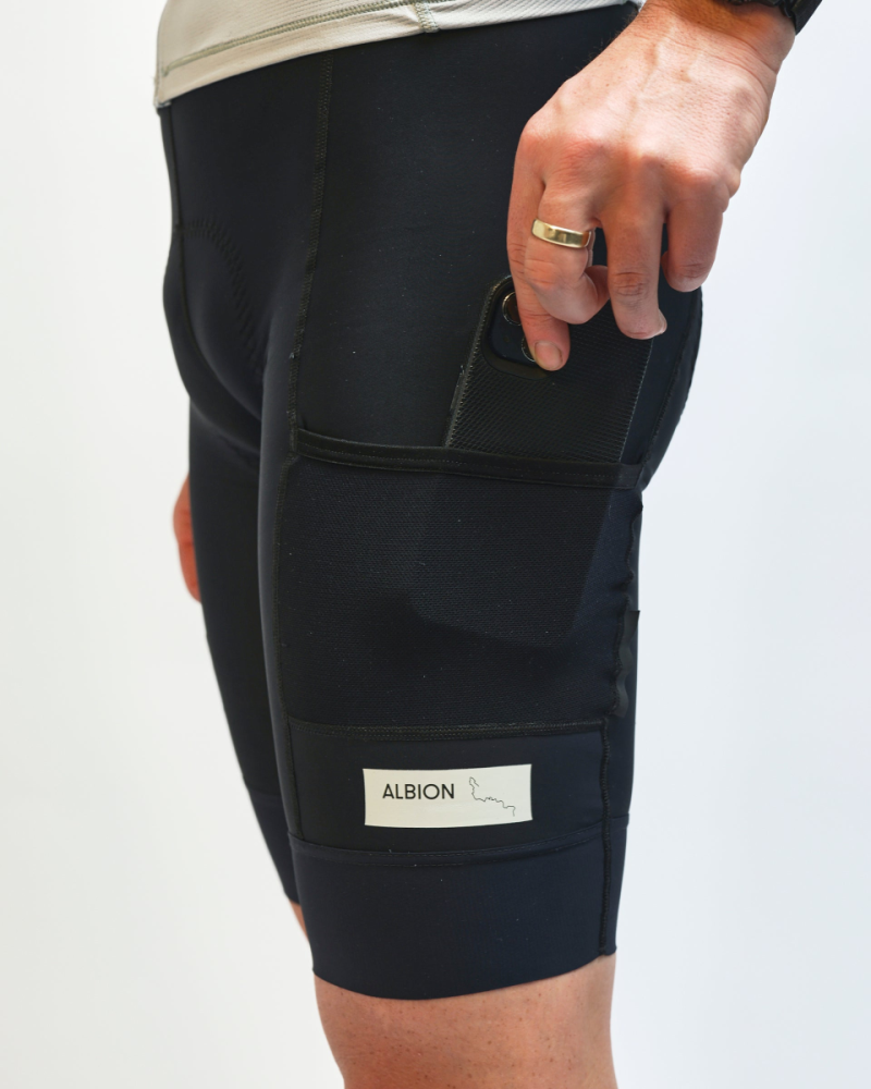 Albion Cycling Men's abr1 pocket bib shorts (black) - 2022 season