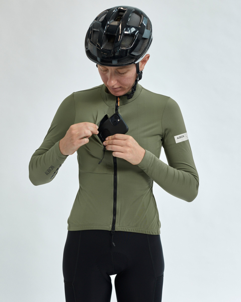 Albion Cycling men's traverse long sleeve jersey (mineral green)