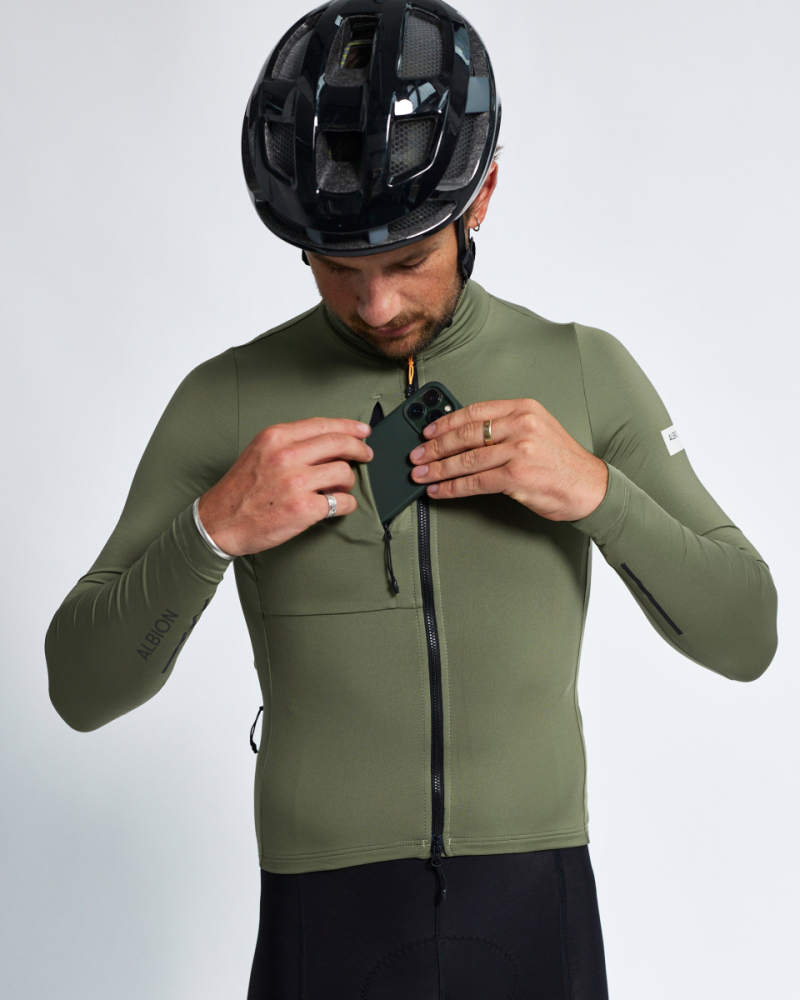 Albion Cycling men's traverse long sleeve jersey (mineral green)