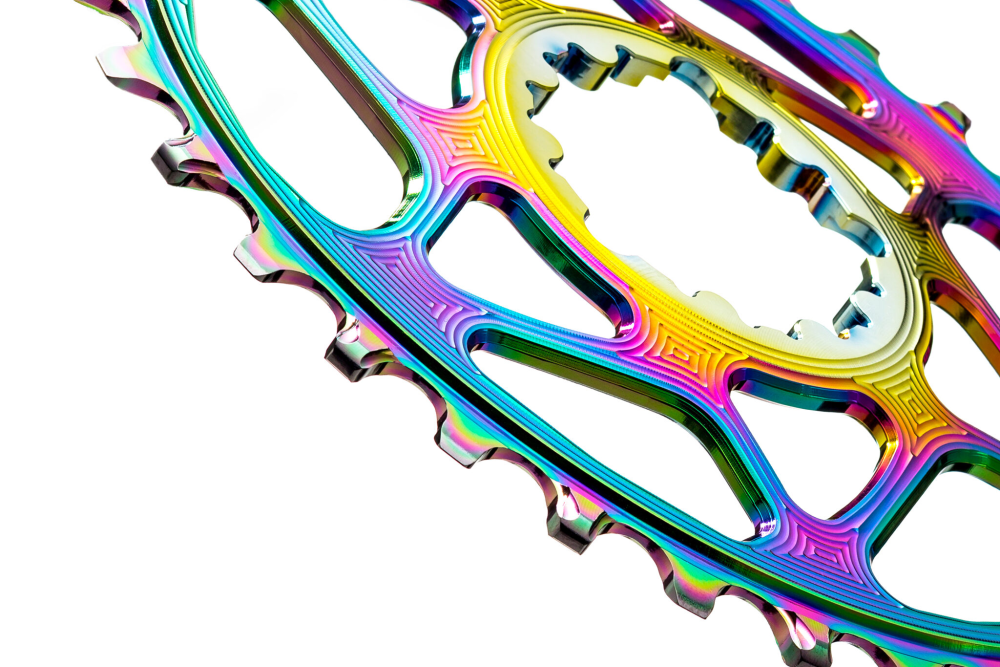 absoluteBLACK Kettenblatt, OVAL, MTB, für Sram, DIRECT MOUNT, GXP - N/W, 3mm Versatz, Boost, PVD RAINBOW