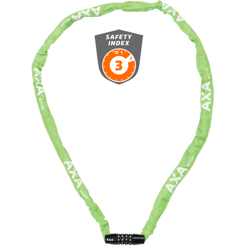 AXA Kettenschloss, Zahlenkombination, RIGID Code, Nylon GREEN, Länge: 120 cm, Ø 3.5 mm