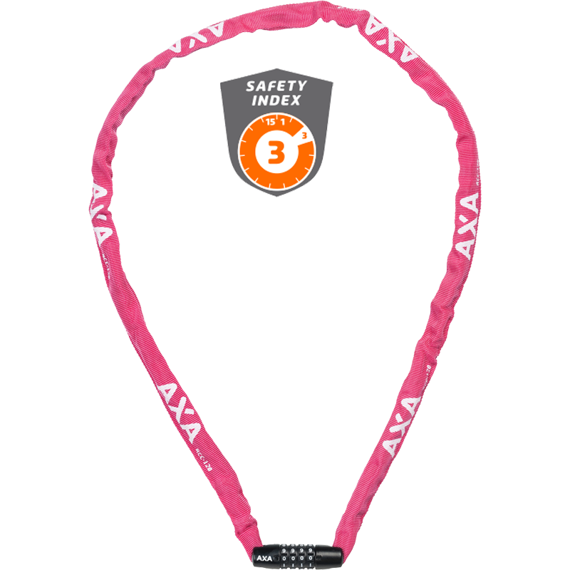 AXA Kettenschloss, Zahlenkombination, RIGID Code, Nylon PINK, Länge: 120 cm, Ø 3.5 mm
