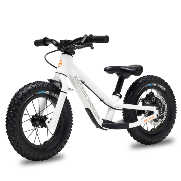 Kids Ride Shotgun 12” Dirt Hero with Brake, white